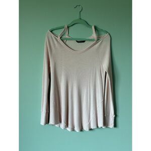 Peyton Jensen light pink waffle knit top. SZ L